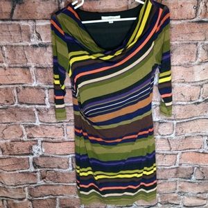 Ann Taylor Loft petites drape neck striped dress